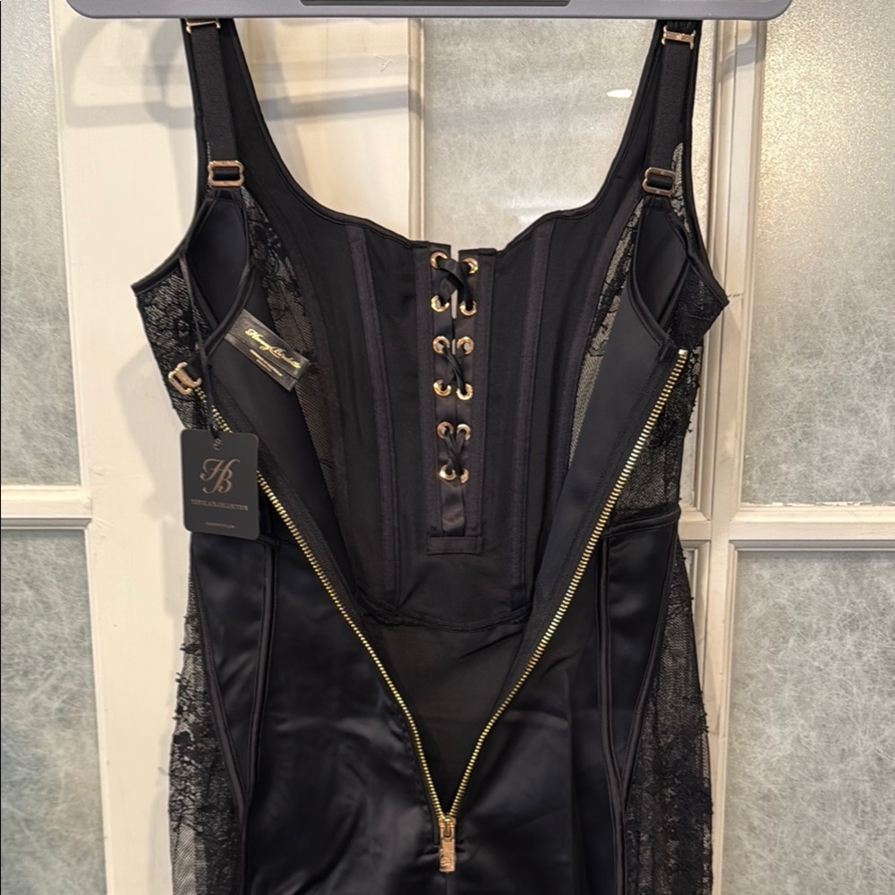 Honey Birdette Black Lace-Up Mini Dress - Picture 6 of 9